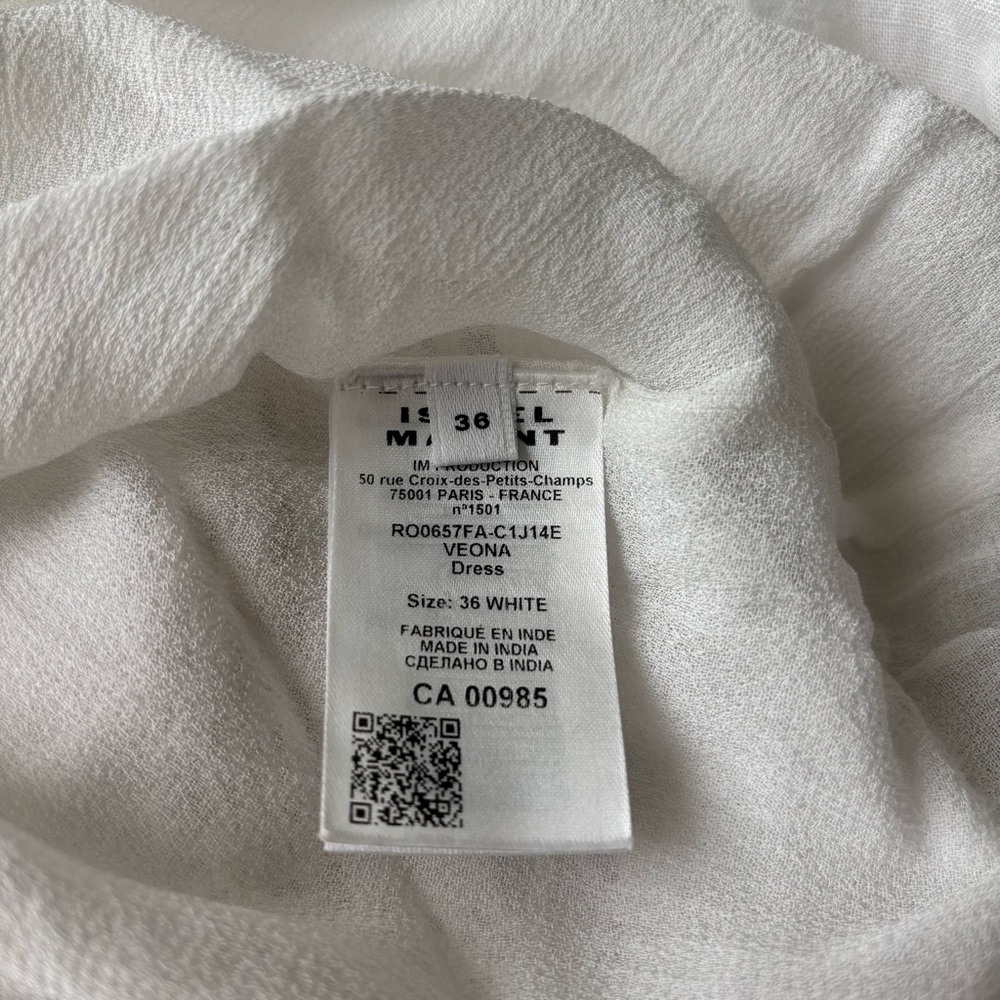 Isabel MARANT ÉTOILE Veona lace-trimmed linen cotton-blend midi dress white FR36 - Picture 6 of 12